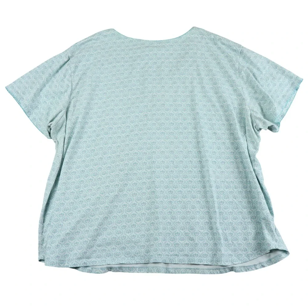 Secret Treasures Womens Sleepwear 3X Aqua Spa Floral Print Henley Top‎
